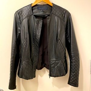 French Connection Black Faux Leather Biker Jacket